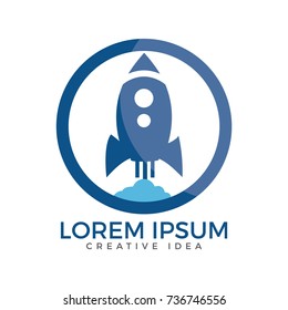 Vector Rocket Logo Design. Start up Rocket Space Ship Abstract Vector Logo.