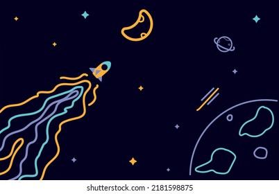vector rocket outter space ,
suitable for design backgroun, editable line art design