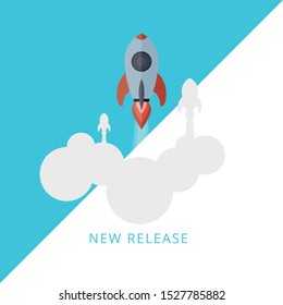 Vector Rocket, Spaceship, rocket lunch. Concept of line icon