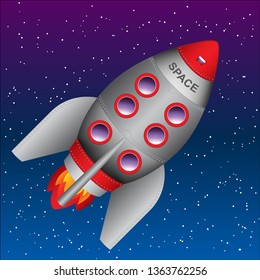 Vector rocket or spaceship for your design. National Space Day. World cosmonautics day.