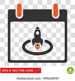 Vector Rocket Start Calendar Day EPS vector pictogram. Illustration style is flat iconic bicolor orange and gray symbol on a transparent background.