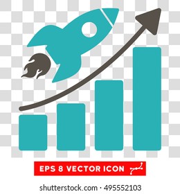 Vector Rocket Startup EPS vector icon. Illustration style is flat iconic bicolor grey and cyan symbol on a transparent background.