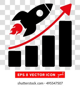 Vector Rocket Startup EPS vector pictograph. Illustration style is flat iconic bicolor intensive red and black symbol on a transparent background.