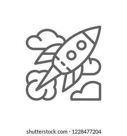 Vector rocket, startup line icon. Symbol and sign illustration design. Isolated on white background