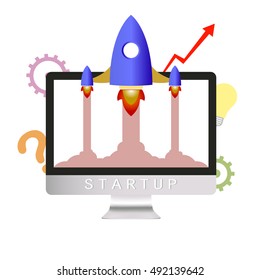 vector rocket symbol startup crashes from the monitor