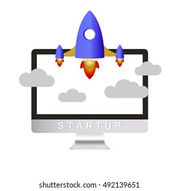 vector rocket symbol startup crashes from the monitor