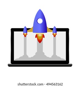 vector rocket symbol startup crashes from the monitor