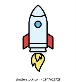 Vector Rocketship Outline Icon Design
