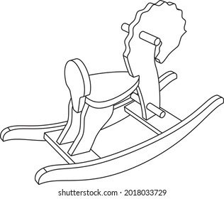 Vector rocking horse kid toy - line art illustration