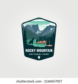 vector of rocky mountain logo patch symbol illustration design, us national park emblem