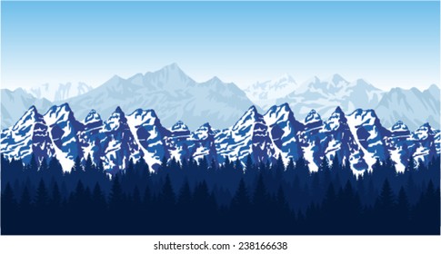  vector rocky mountains forest background texture seamless pattern