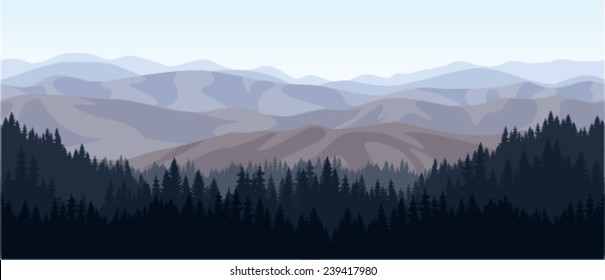 vector rocky mountains forest background texture seamless pattern