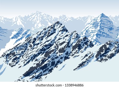 vector Rocky mountains landscape