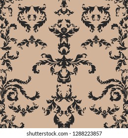 Vector rococo seamless pattern, decorative vintage ornament