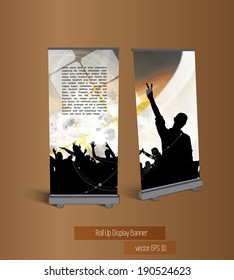 Vector roll up banner display template for designers