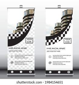 vector roll up banner.black and white simple