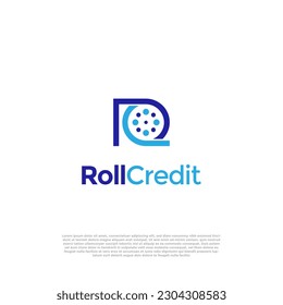 Vector roll movie and R letter logo. Creative logo inspiration