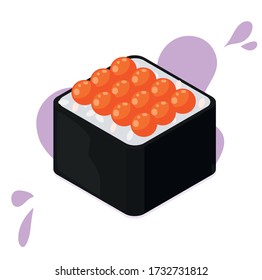 Rollo vectorial con caviar rojo y nori