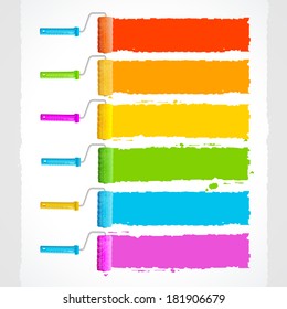 Vector roller brushes with rainbow colors