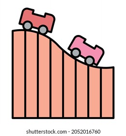  Vector Roller Coaster Filled Outline Icon Design
