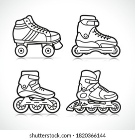 Vector roller skate icon set