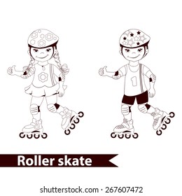 Vector Rollerblades kids in protective equipment