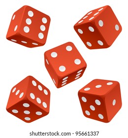 Vector Rolling Red Dice Set Isolated On White Background