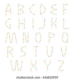 Vector Roman capital letters made of multicolored spheres