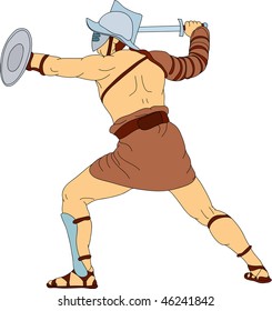 vector - a Roman gladiator fighting