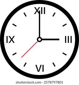 vector of a Roman numeral clock. time, hour, minute, second, symbol, icon