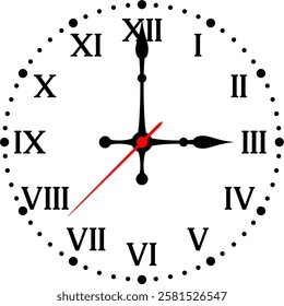 vector of a Roman numeral clock. time, hour, minute, second, symbol, icon