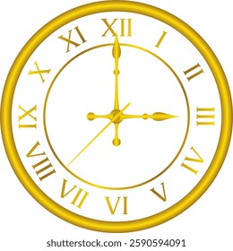 vector of a Roman numeral clock. time, hour, minute, second, symbol, icon