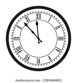 vector Roman numeral wall clock. Vector illustration design isolated on white background.