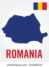 Vector Romania Map and Flag Set