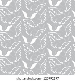 vector romantic angel wings soft light seamless pattern