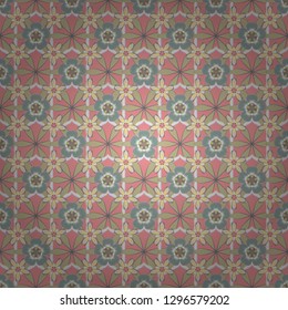 Vector romantic background with floral flourishes for your design. Cute seamless pattern design. Many flowers in blue, gray and pink colors.