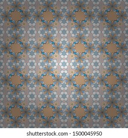 Vector romantic background with floral flourishes for your design. Many flowers in blue, gray and beige colors. Cute seamless pattern design.