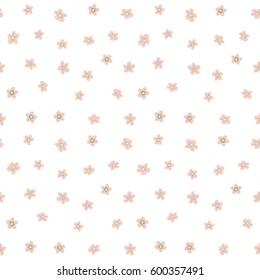 Vector romantic background with floral flourishes for your design. Many flowers in green and neutral colors on a white. Cute seamless pattern design.