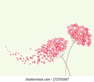 Vector Romantic background with flowers hydrangea