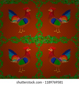 Vector romantic background for web pages, wedding invitations, textile, wallpaper. Watercolor floral pattern in green, brown and orange colors.