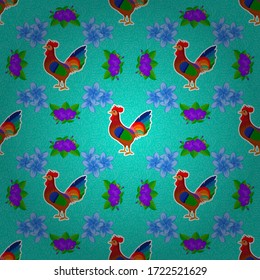 Vector romantic background for web pages, wedding invitations, textile, wallpaper. Watercolor floral pattern in blue, violet and green colors.