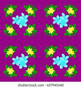 Vector romantic background for web pages, wedding invitations, textile, wallpaper. Watercolor plumeria flowers seamless pattern on a purple background.