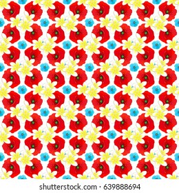 Vector romantic background for web pages, wedding invitations, textile, wallpaper. Watercolor poppy flowers seamless pattern on a white background.