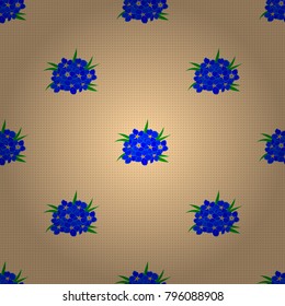 Vector romantic background for web pages, wedding invitations, textile, wallpaper. Watercolor forget-me-not flowers seamless pattern in green, beige and blue colors.