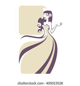 vector romantic bride in cartoon style