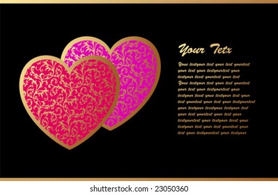 Vector. Romantic Card with Two Hearts