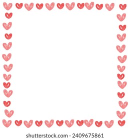 Vector romantic valentine’s day frame in watercolor.