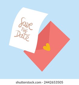 Image vectorielle déclaration romantique d'amour lettre postale enveloppe ouverte avec élément de création cardiaque.