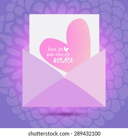 Vector romantic decorative envelope with cute message