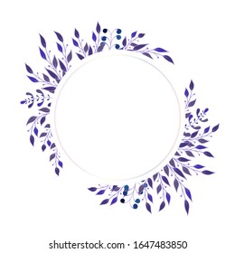Vector romantic design of stylized violet twigs, grass, berries with place for text. For various printing and design, for postcards.